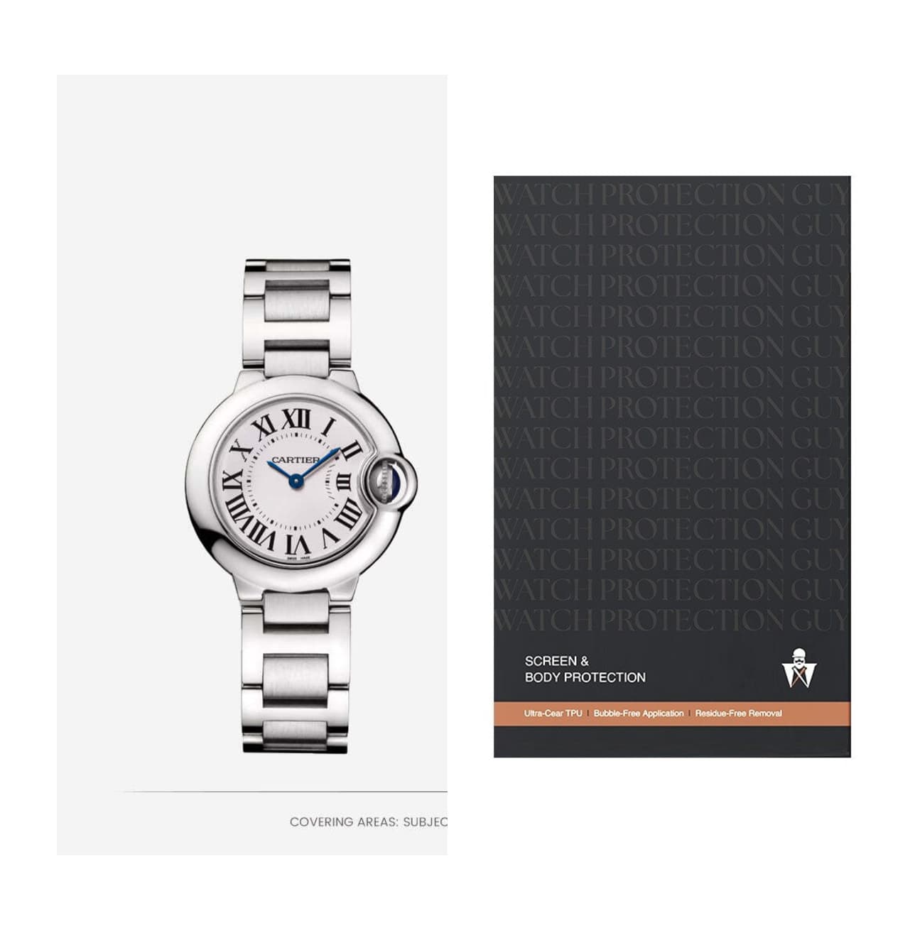 Cartier Ballon Bleu 28.6 W69010Z4, protection film kit