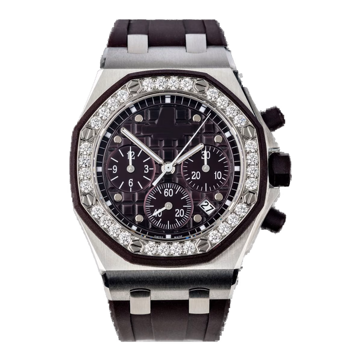 Audemars Piguet “Plum Dial” Diamond Bezel Royal Oak Offshore Chronogra 