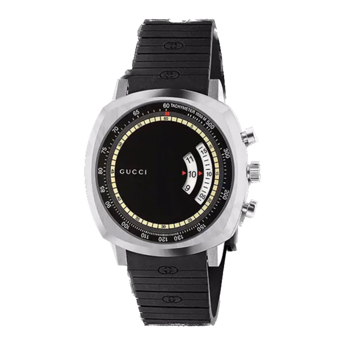 Gucci Grip Black Dial Black Rubber Strap Men's Watch YA157301